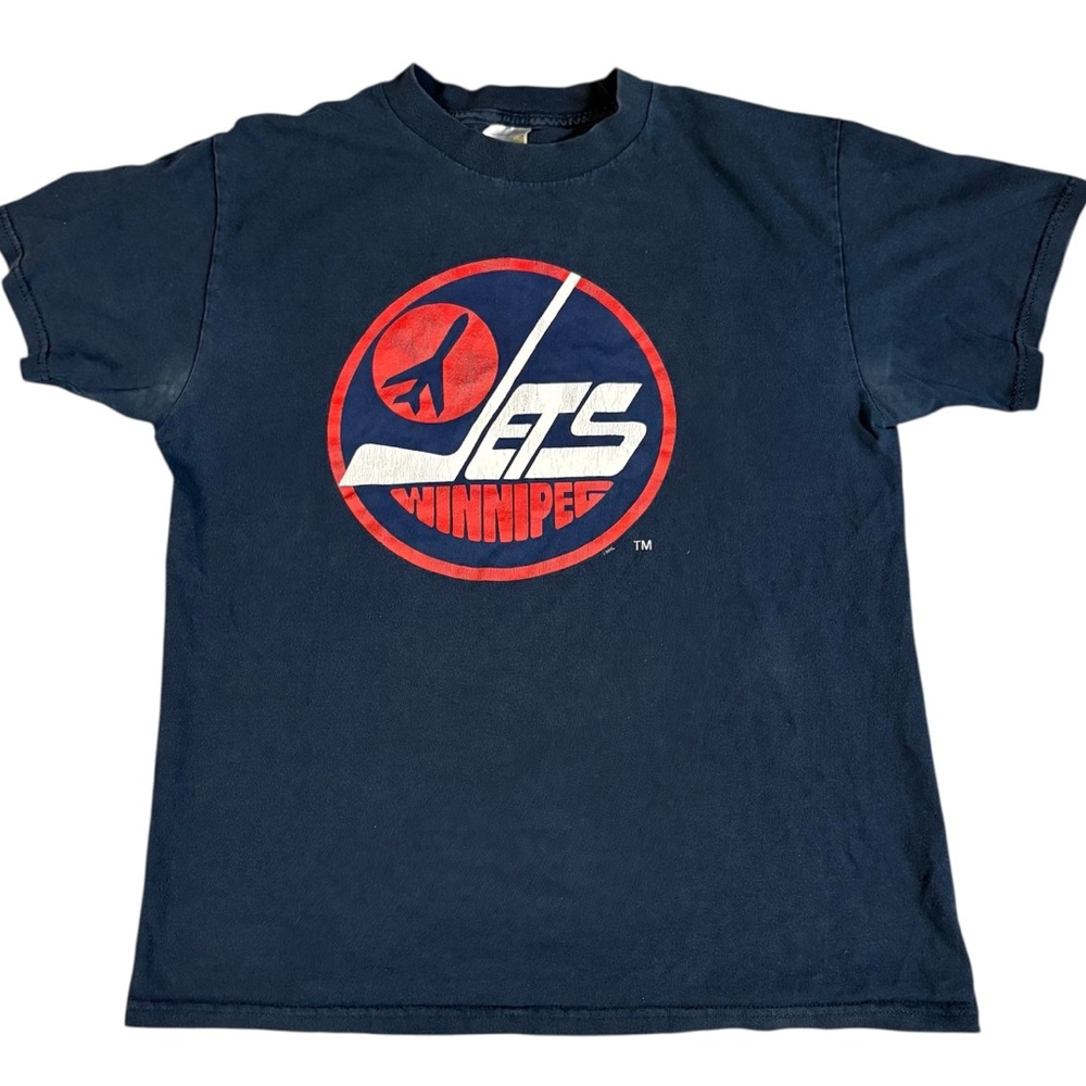 Vintage Waves NHL Winnipeg Jets Men's Navy Blue T-Shirt Medium